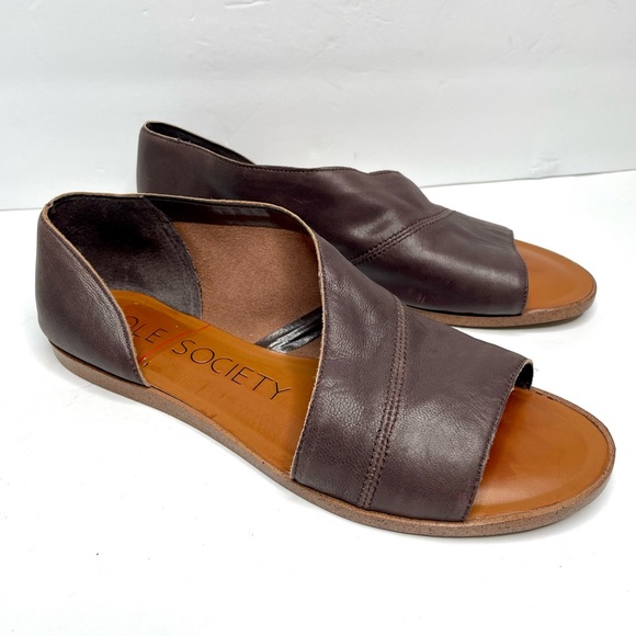 Sole Society Shoes Sole Society Colvan Leather Cut Out Flats Womens 85 Brown Poshmark